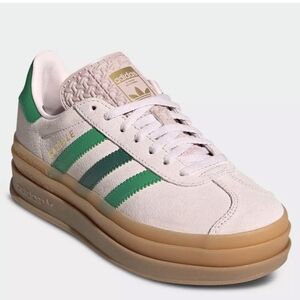 Adidas Women's Green and White Sneakers